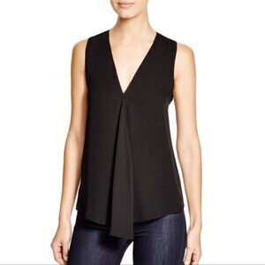 Theory Sleevelees Top Blouse Tank Black V Neck Drape Meighlan Petite XS 0 00